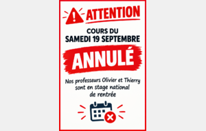 PAS COURS SAMEDI 19 SEPTEMBRE