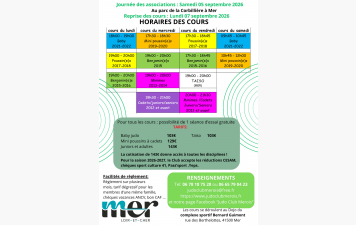 Saison 2026-2027 Horaires des cours