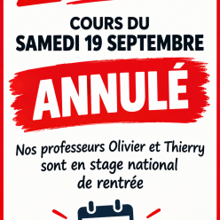 PAS COURS SAMEDI 19 SEPTEMBRE